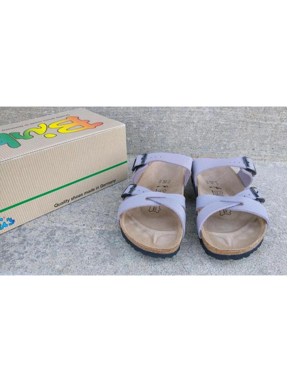 BIRKENSTOCK BIRKIS NEPAL SANDALS BUFFALO Lilac Purple Straps 38 Size 7 W/ Box